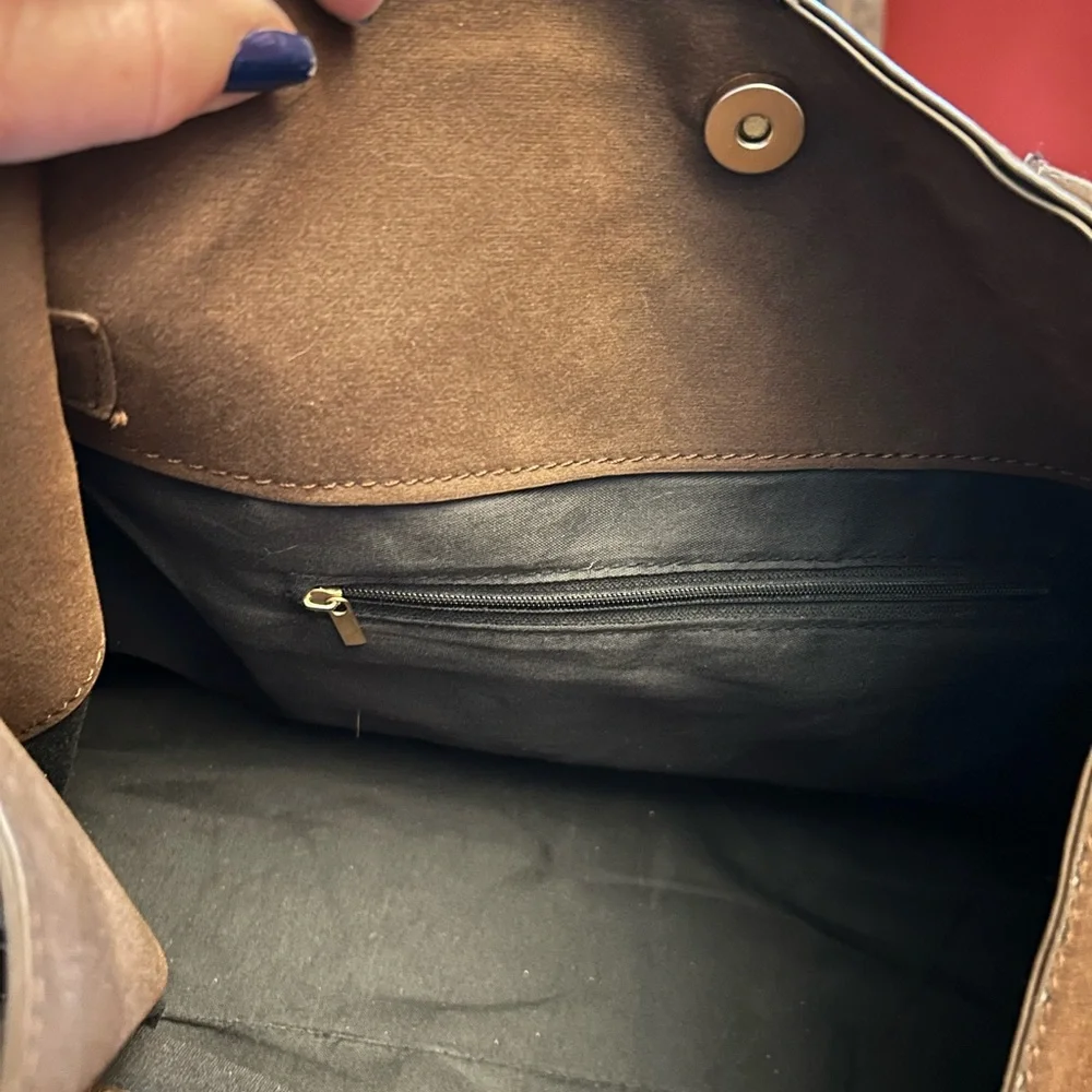 Brown Suede Satchel Bag - Picture 8 of 16